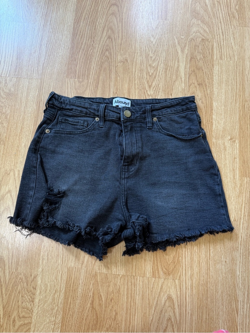 Abound Black Frayed Hem Distressed Denim Shorts- Size 31